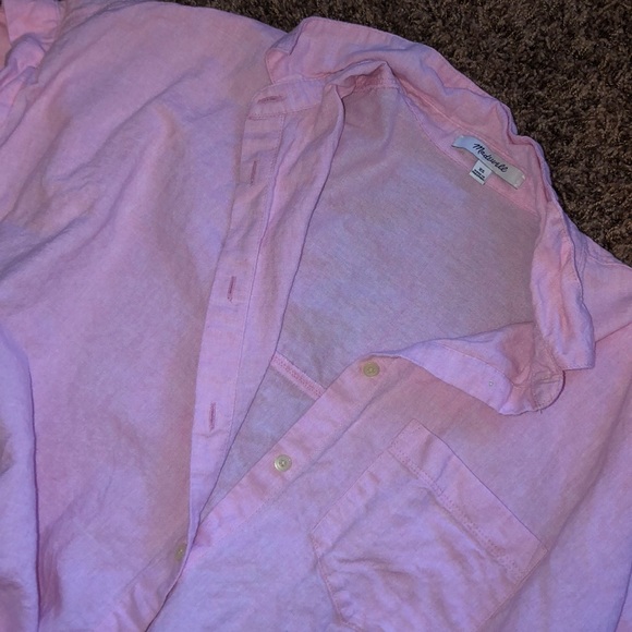 Bubblegum Pink Crop Top button down from Madewell - Picture 3 of 3